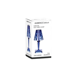 1000152 Tablekraft Ambience Crystal Cordless LED Table Lamp Blue Globe Importers Adelaide Hospitality Supplies