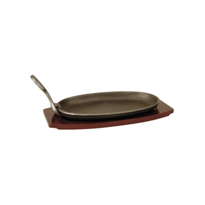 41030 Steak Sizzler - Black Cast Iron Plate, Wood Base Globe Importers Adelaide Hospitality Suppliers