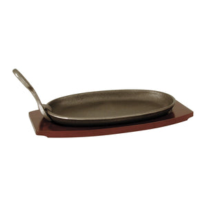 41031 Steak Sizzler - Black Cast Iron Plate, Wood Base Globe Importers Adelaide Hospitality Suppliers