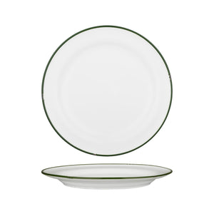 94111-WG Luzerne Tintin White Green Round Plate Wide Rim Globe Importers Adelaide Hospitality Supplies