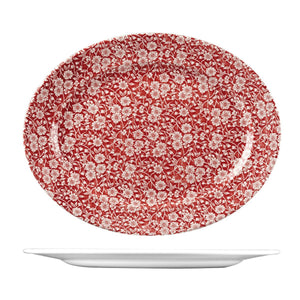 9972636 Churchill Vintage Prints Victorian Calico Cranberry Oval Plate Wide Rim Globe Importers Adelaide Hospitality Supplies