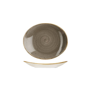 9975220-P Churchill Stonecast Peppercorn Grey Oval Coupe Plate Globe Importers Adelaide Hospitality Supplies