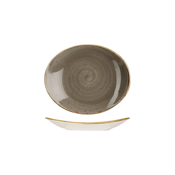 9975220-P Churchill Stonecast Peppercorn Grey Oval Coupe Plate Globe Importers Adelaide Hospitality Supplies