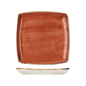 9975510-O Stonecast Spiced Orange Deep Square Plate Globe Importers Adelaide Hospitality Supplies