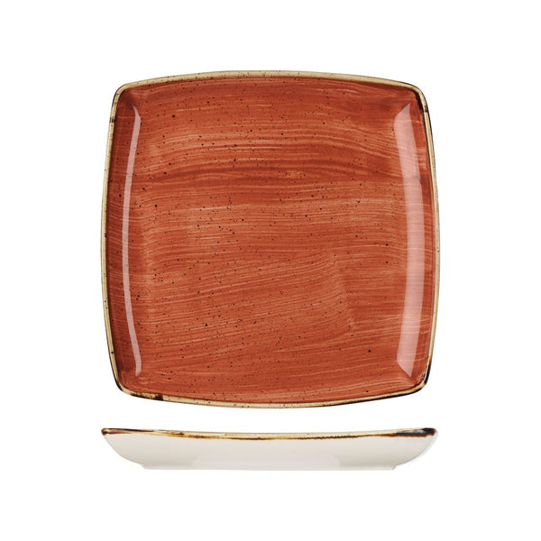 9975510-O Stonecast Spiced Orange Deep Square Plate Globe Importers Adelaide Hospitality Supplies