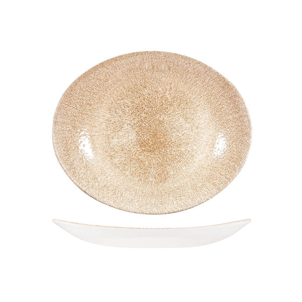 RAKU GARNET ORANGE OVAL COUPE PLATE