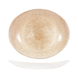 RAKU GARNET ORANGE OVAL COUPE PLATE