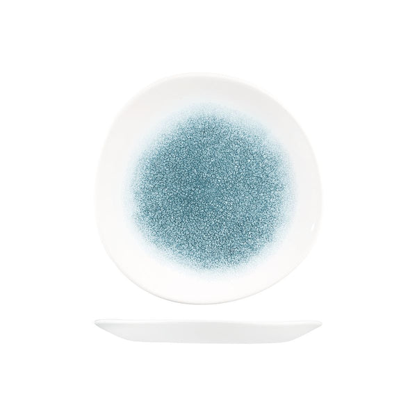 RAKU TOPAZ BLUE ROUND ORGANIC PLATE