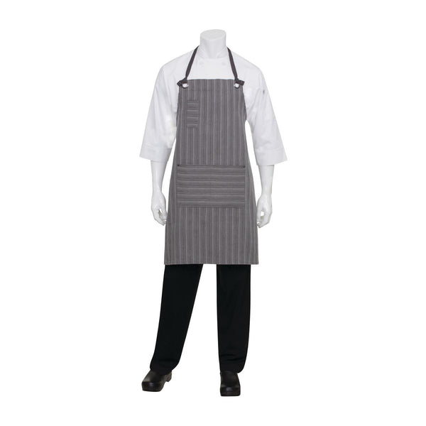AB028-DGY Chef Works Brooklyn Bib Apron Globe Importers Adelaide Hospitality Supplies