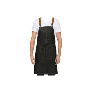 ABS01-BLK Chef Works Urban Collection Berkeley Black Indigo Bib Apron 760 x 860mm Globe Importers