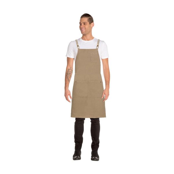 ACRS056-NAT Chef Works Austin Natural Denim Cross Back Apron Globe Importers Adelaide Hospitality Supplies