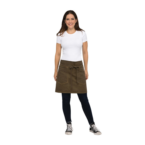 AHWAQ014-GBN Chef Works Dorset Half Bistro Apron Globe Importers Adelaide Hospitality Supplies