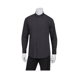 B100-BLK-3XL Banded Collar Shirt Men Black Globe Importers Adelaide Hospitality Supplies
