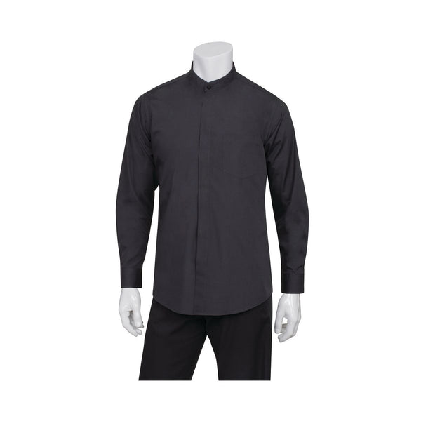 B100-BLK-3XL Banded Collar Shirt Men Black Globe Importers Adelaide Hospitality Supplies