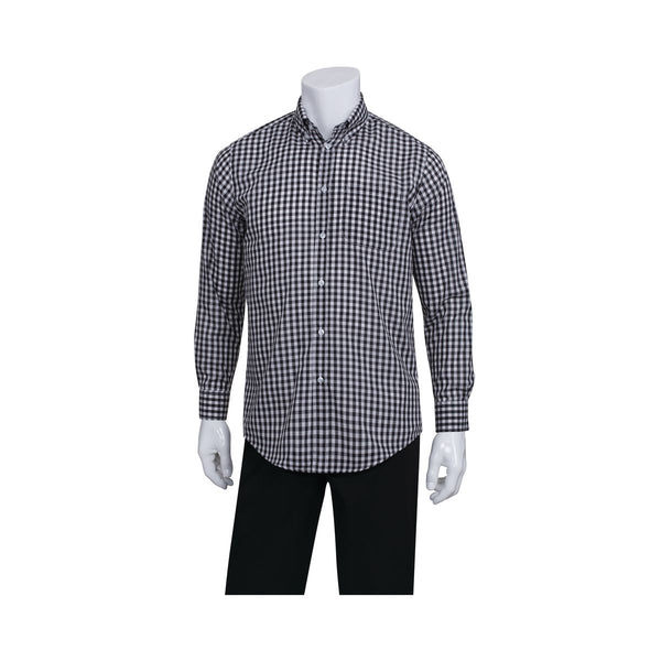 D500-BWC-3XL Gingham Dress Shirt Men Gingham Black Globe Importers Adelaide Hospitality Supplies