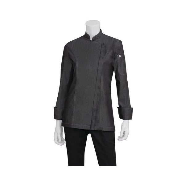 EXWDZ002-BLK-2XL Chef Works Gramercy Denim Chef Jacket Women Globe Importers Adelaide Hospitality Supplies