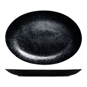 RK4360-BK RAK Porcelain Karbon Black Oval Coupe Plate Globe Importers Adelaide Hospitality Supplies