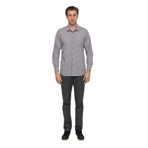 SHC05-CHO-3XL Modern Gingham Long Sleeve Dress Shirt Men Chocolate Globe Importers Adelaide Hospitality Supplies