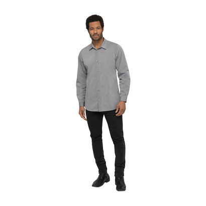 Chef Works Modern Chambray Dress Shirt Men Grey - S