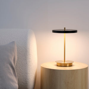 1000205 Tablekraft Camilla Cordless LED Table Lamp Brass Black 200x280mm Globe Importers Adelaide Hospitality Supplies