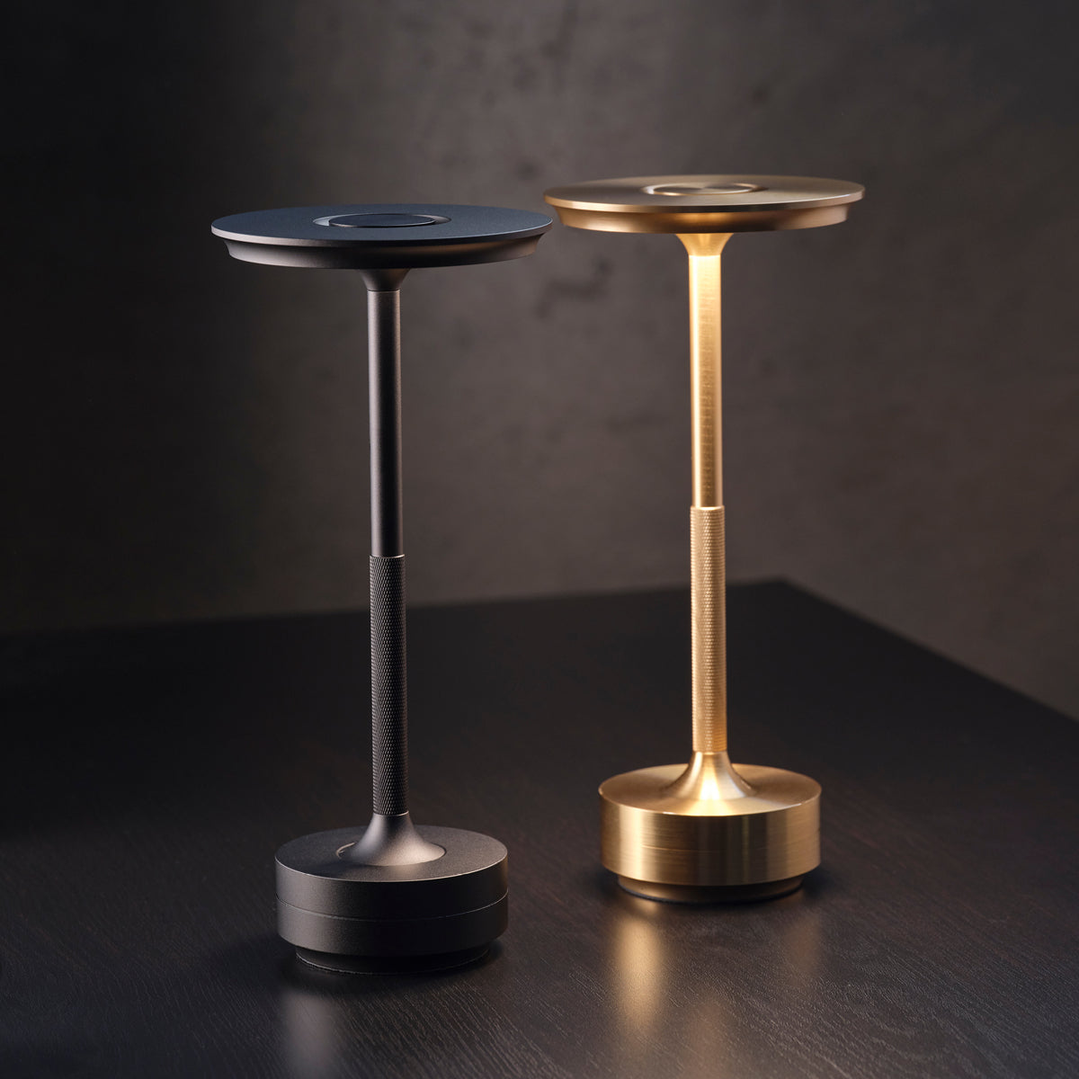 1000180 Tablekraft Ambience Stella Cordless LED Table Lamp Brushed Brass 130x275mm Globe Importers Adelaide Hospitality Supplies