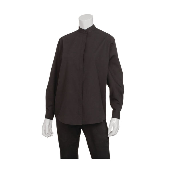 W200-BLK-2XL Banded Collar Shirt Women Black Globe Importers Adelaide Hospitality Supplies