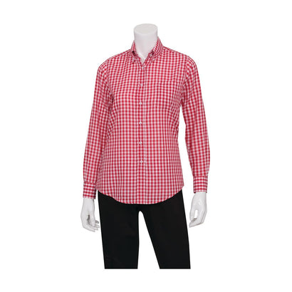Chef Works Gingham Dress Shirt Women Gingham Red - XS